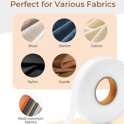 2 Rolls No Sew Hemming Tape Fabric Adhesive, Tape Fabric Adhesive Hem Iron on No-Sew Hemming Tapes
