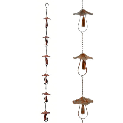 Mushroom Rain Chain 4.3FT Hanging Rain Catch Downspout for Garden Drainage Eaves