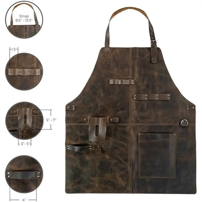 PU Leather Apron for Picnic BBQ, Oil-Resistant Wine Bottle Holder