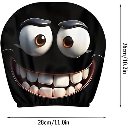 2PCS Funny Cartoon Car Headrest Covers Stretchable Universal
