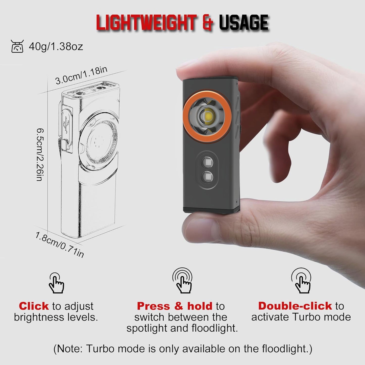 EDC Rechargeable Mini LED Flashlight with Dual Light Sources Magnetic Flashlights with Clip Waterproof  for Fishing Outdoor Working
