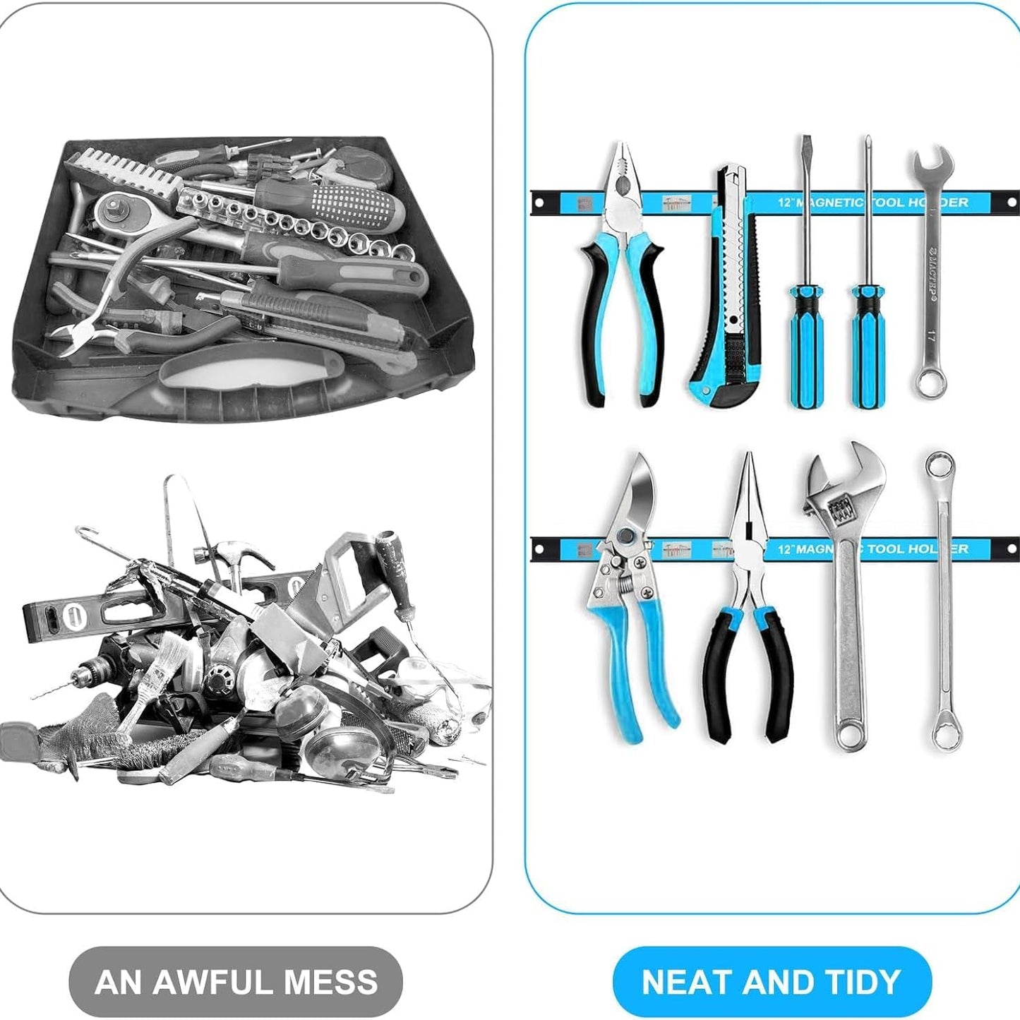 Holder Strip Heavy Duty Magnetic Tool Bar Metal Tool Organizer Rack with Mounting Screws