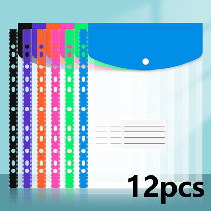 6/12-pack expandable plastic envelope binder pockets, 11-hole expandable binder folder