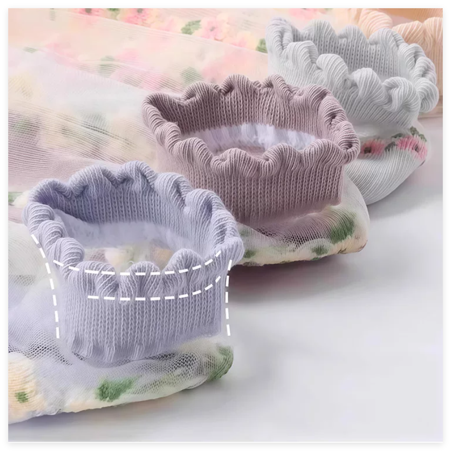 5PCS Summer Lace & Crystal No-Show Socks