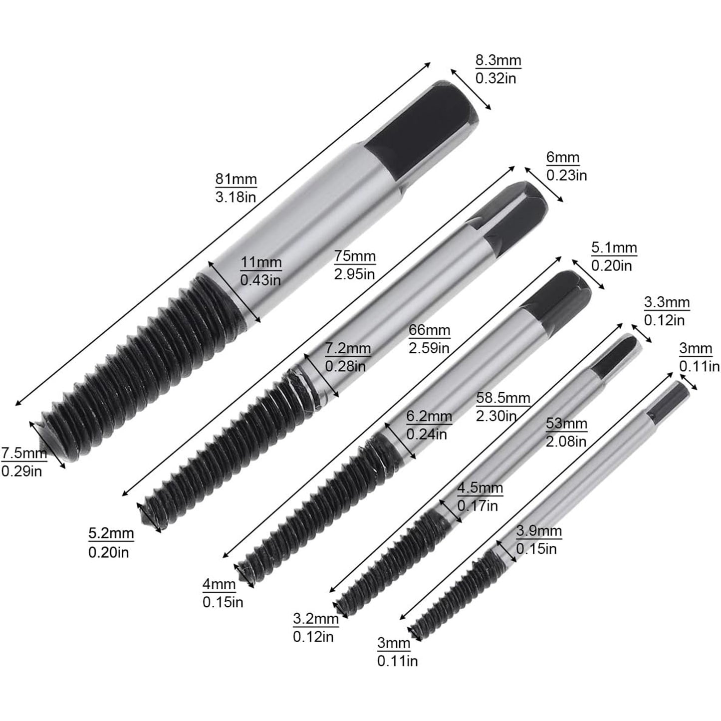 5PCS Screw Extractor Easy Out Set Drill Bits