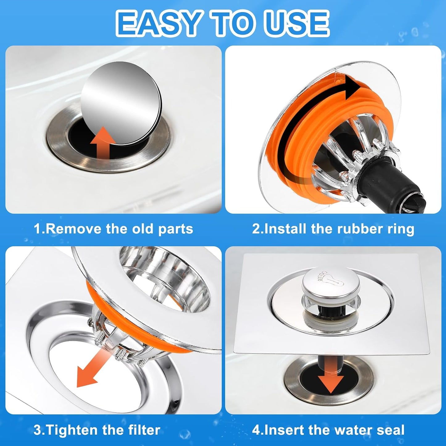 Sturdy Drain Strainer Plug Bathtub Sink Stopper Blockage Fast Draining
