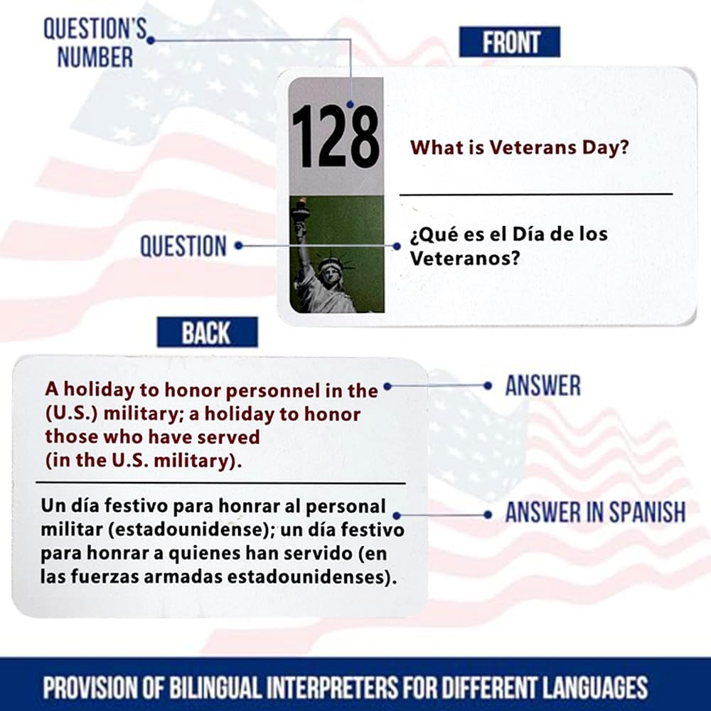 US Citizenship Flash Card Bilingual Naturalization Study Guide Combo Set