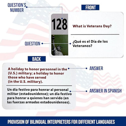 US Citizenship Flash Card Bilingual Naturalization Study Guide Combo Set