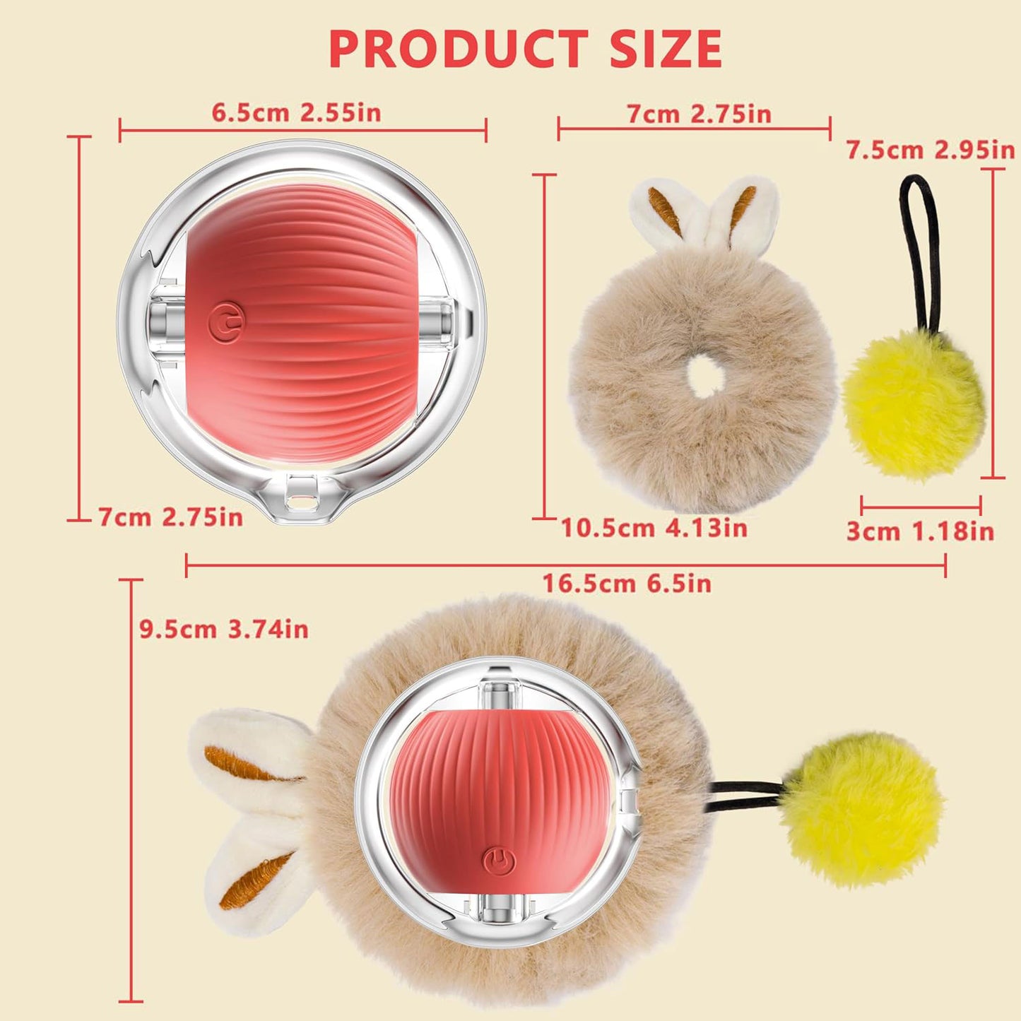 Plush Style 3-Speed Adjustment Pet Toy Ball - Self-Playing Entertainment Device for Dogs & Cats