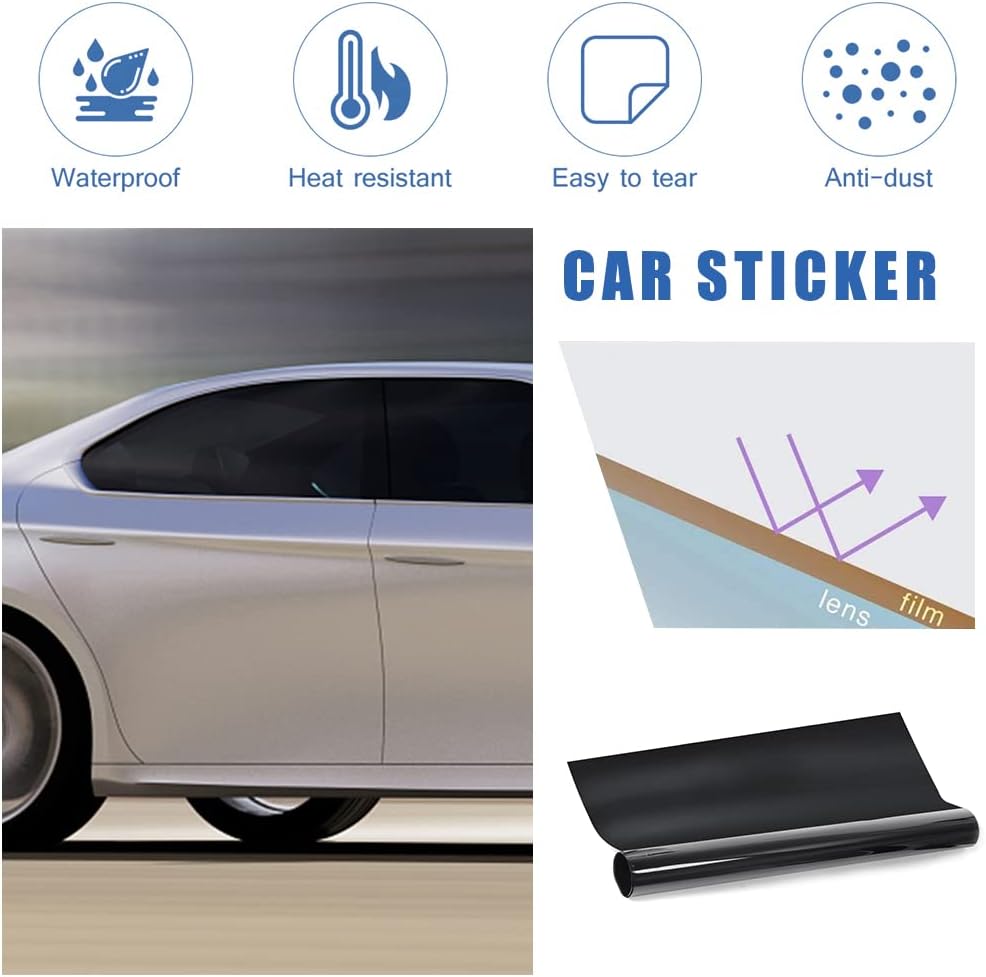 Window Tint Film for Cars, 5% 20% 35% 50% VLT Car Window Tint Roll, Heat & UV Block Window Sunshade Film