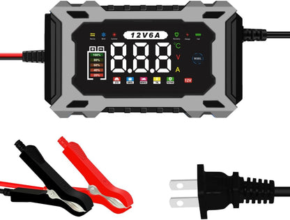 6-Amp 12V Smart Car Battery Charger, Battery Maintainer Trickle Charger with Desulfator