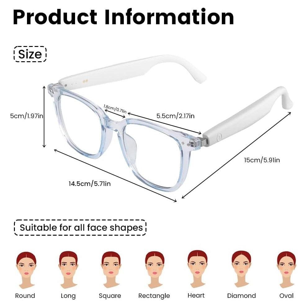Bluetooth Translation Glasses with Speakers Smart Audio Sunglasses with AI Translation (160+Languages)