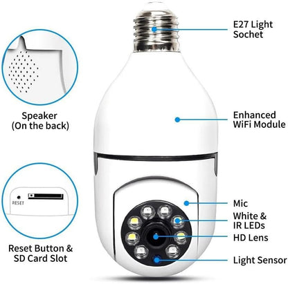 5GHz WiFi 720P HD Light Bulb Camera for Indoor Monitoring