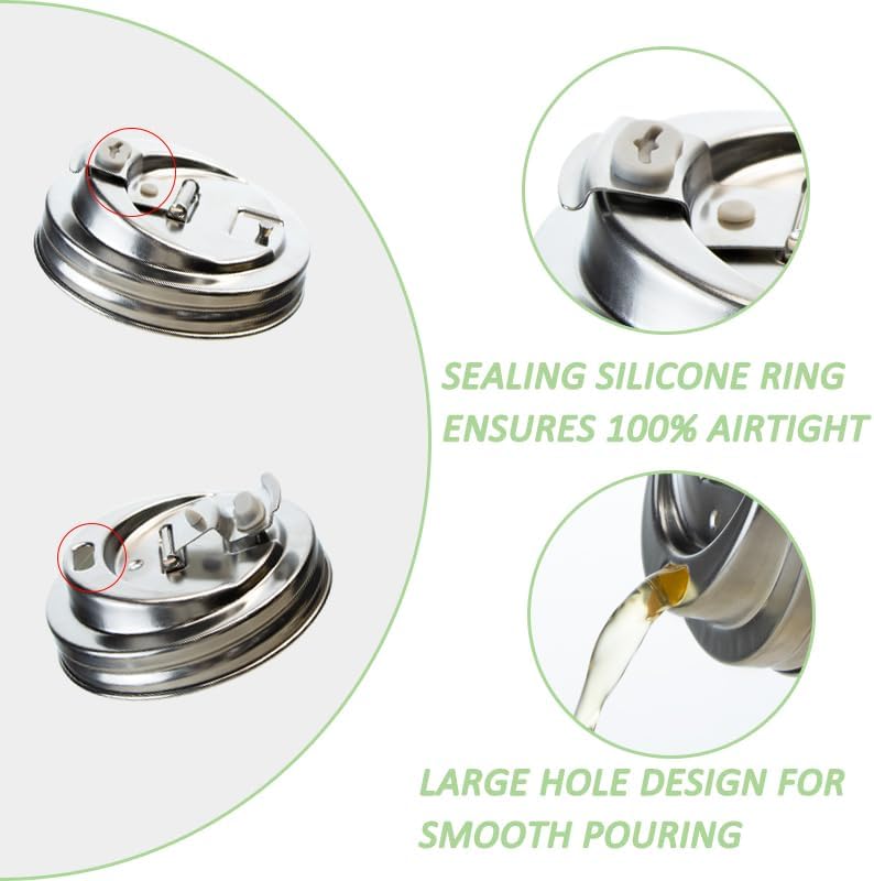 Anti Cracking Leak Proof Seal Stainless Steel Wide Mouth Mason Jar Drinking Lid