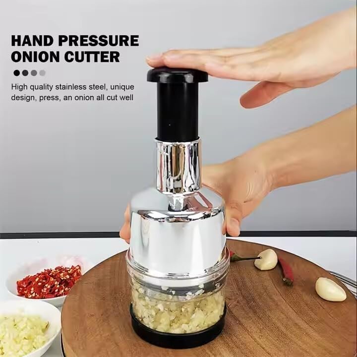 Multi-Functional Stainless Steel Manual Chopper & Masher – Handheld Food Dicer/Crusher
