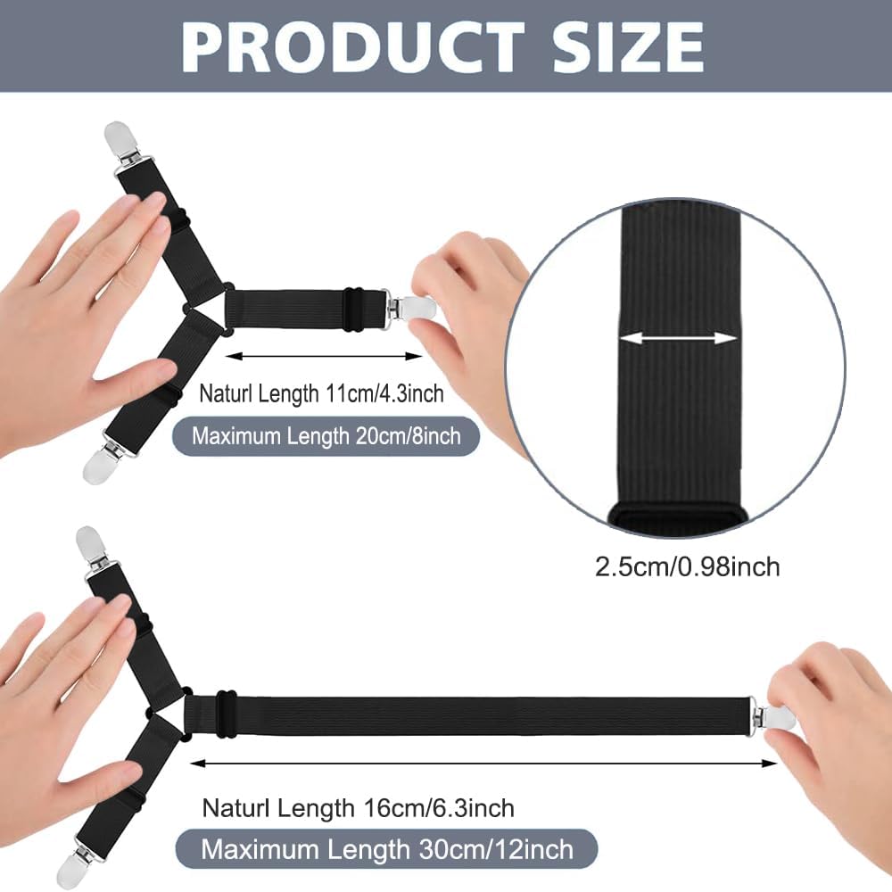 4Pcs/Set Bed Sheet Holder Straps, Upgrade Non Slip Fitted Sheet Holders for Corners