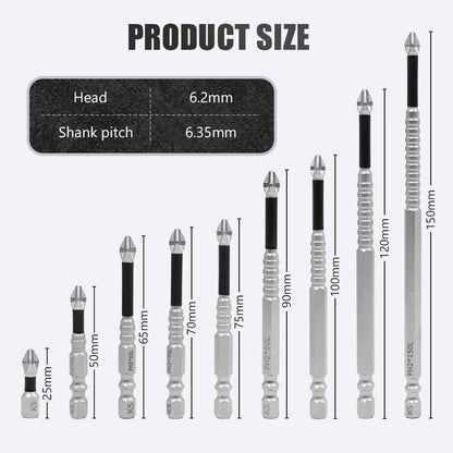 9Pcs High Magnetic Anti-Slip Drill Bits for Precision Work (25-150mm)