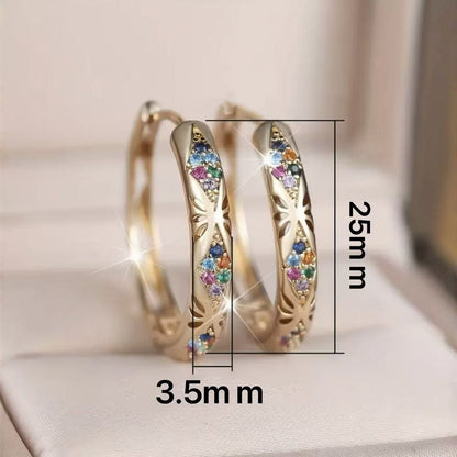 Rainbow Zircon Stone Hoop Earrings  Trendy Statement Ear Cuffs for Daily & Party Jewelry
