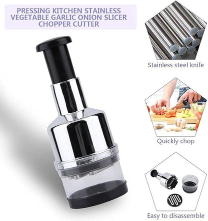 Multi-Functional Stainless Steel Manual Chopper & Masher – Handheld Food Dicer/Crusher