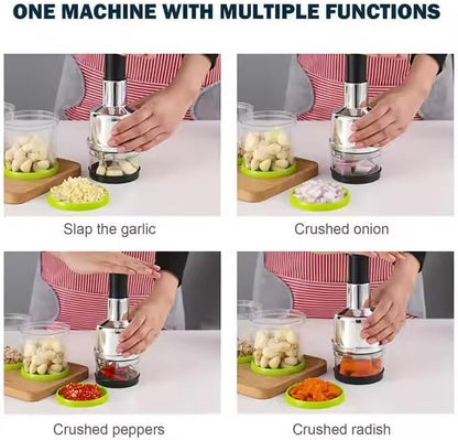 Multi-Functional Stainless Steel Manual Chopper & Masher – Handheld Food Dicer/Crusher