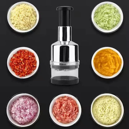 Multi-Functional Stainless Steel Manual Chopper & Masher – Handheld Food Dicer/Crusher