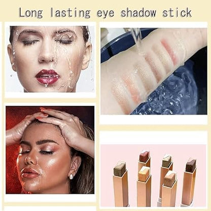 6Pcs Two-color Eye shadow Stick Set, Color Gradient Eye shadow Rotation Flash Radiation Eye shadow Stick