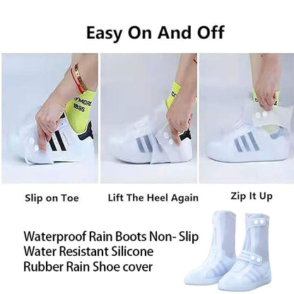 Universal Size Waterproof Sandproof Reusable Silicone High-Top Rain Boots Shoes Covers For Outdoor Overshoes Protection