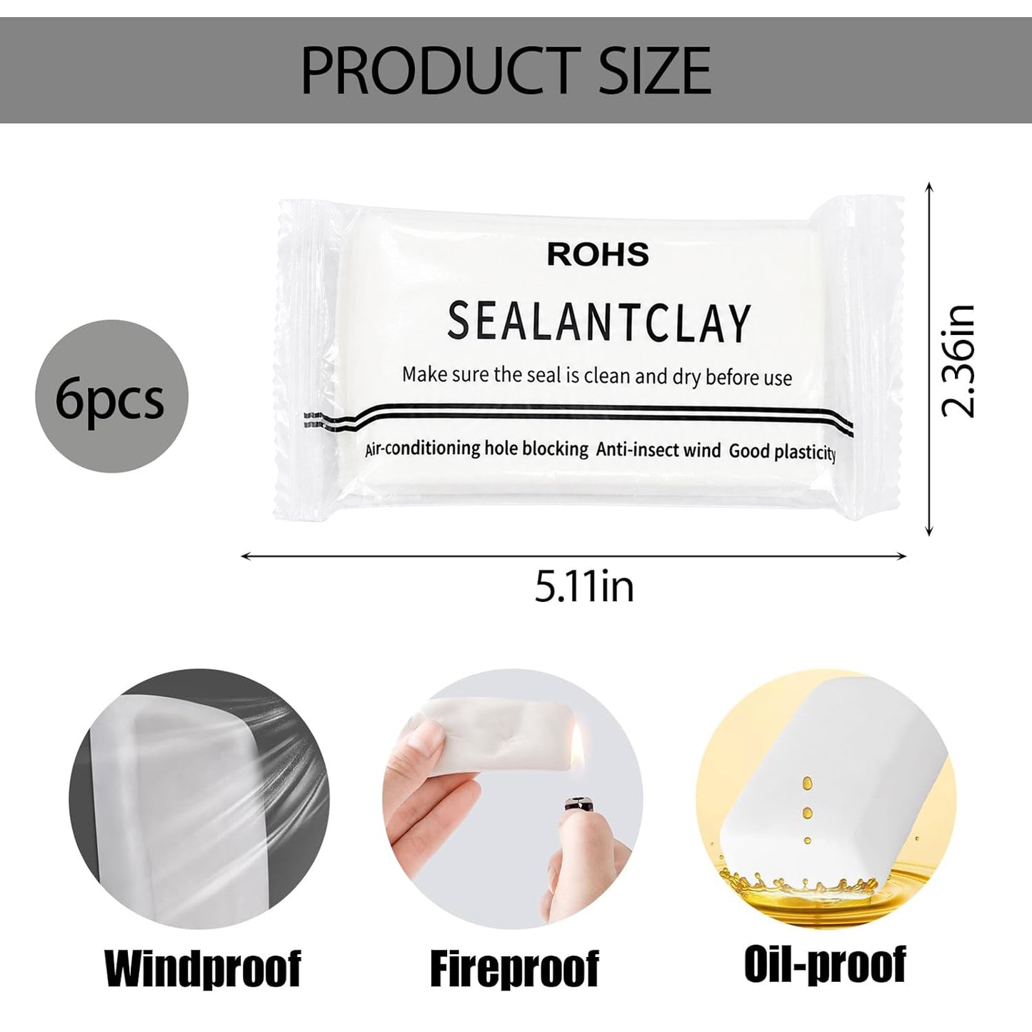 5pcs Faster Drying Moldable Sealant Clays for Drain Pipe Connection, Holes & Gaps