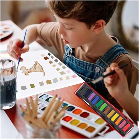 Watercolor Workbook Paint Set with 12 Watercolor Paints & A Brush