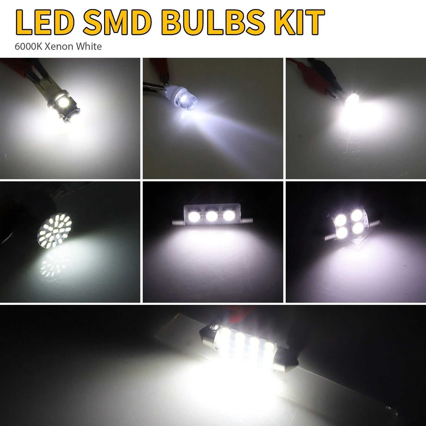 42PCS Car Interior Combo LED Map Dome Door Trunk License Plate Light Bulbs
