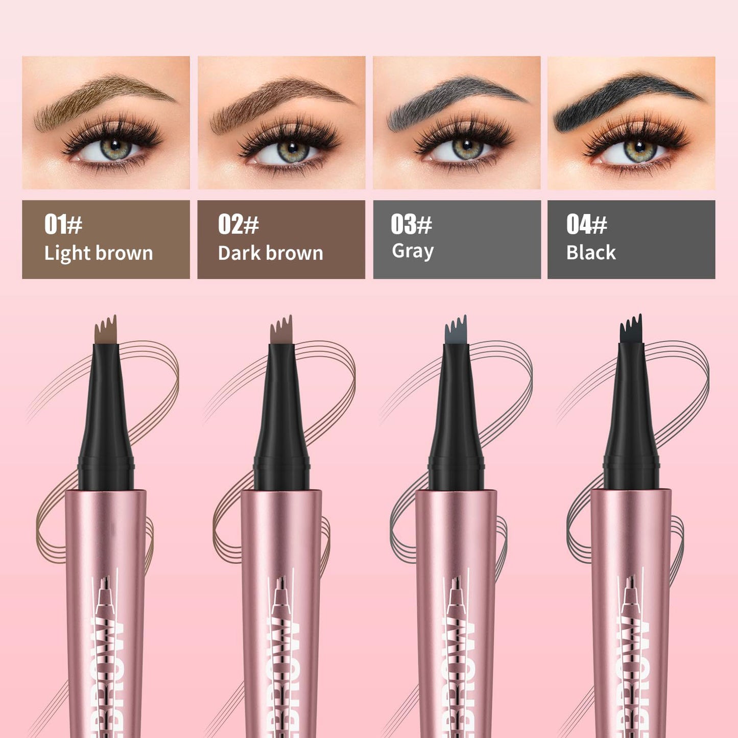 Waterproof Long-Lasting Smudge-Resistant 4-Tip Microblading Eyebrow Pen for Hair Stroke Brows