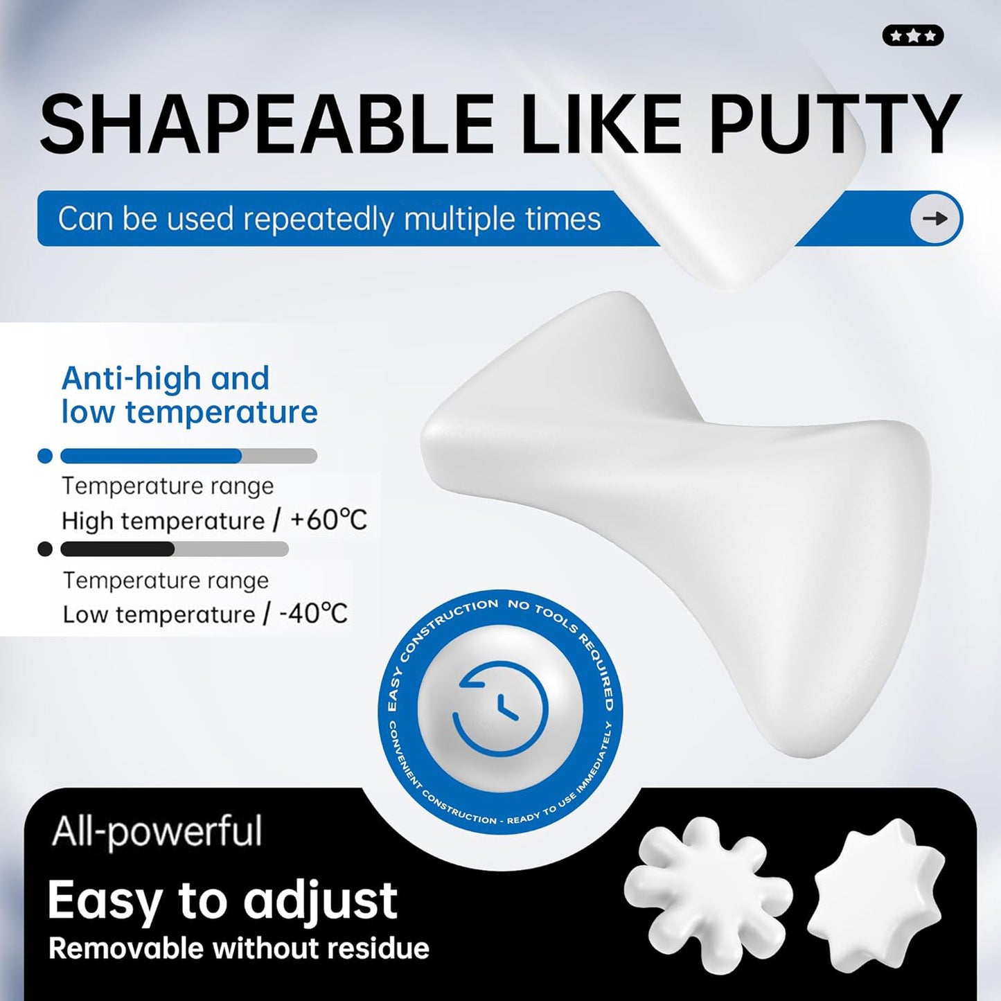 5pcs Faster Drying Moldable Sealant Clays for Drain Pipe Connection, Holes & Gaps