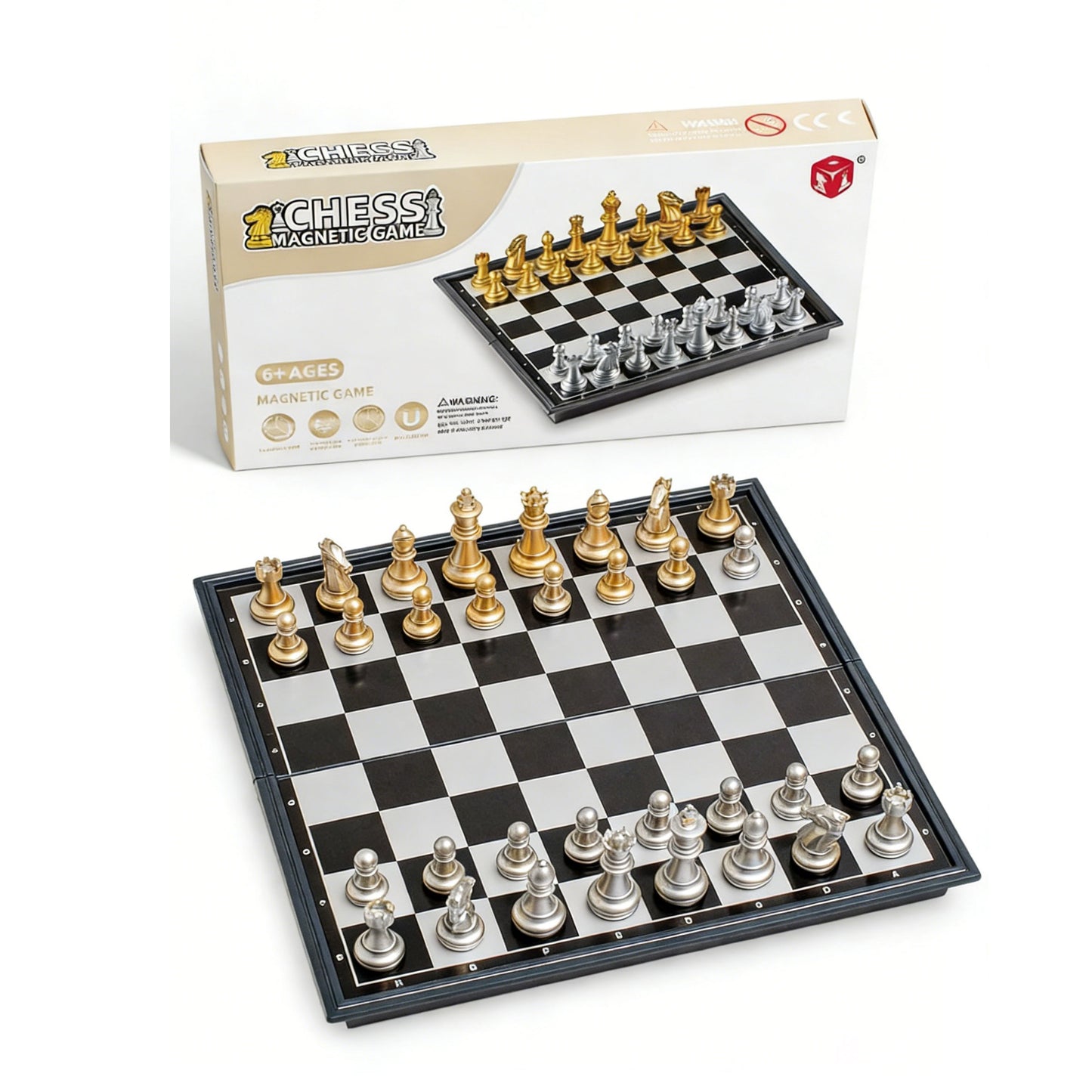 Magnetic folding chess set