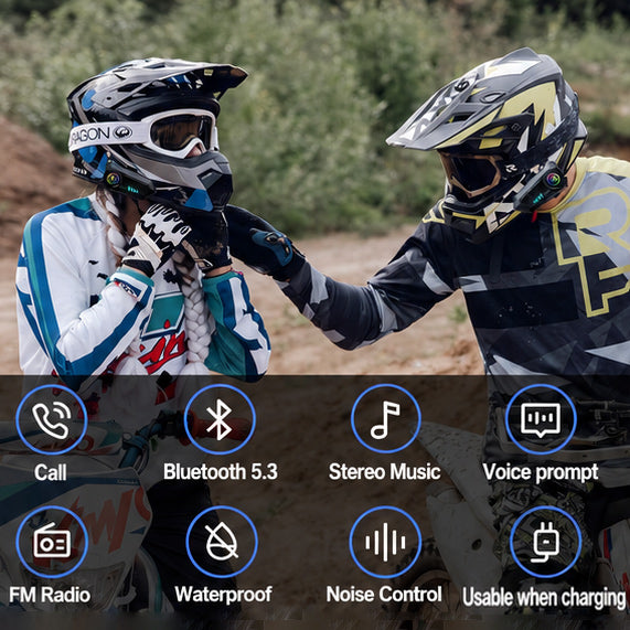 Motorcycle Waterproof Bluetooth Helmet Headset with Noise Cancellation