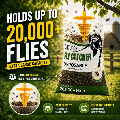 4PCS Outdoor Disposable Fly Trap – Hanging Fly Catcher with Attractant Bait