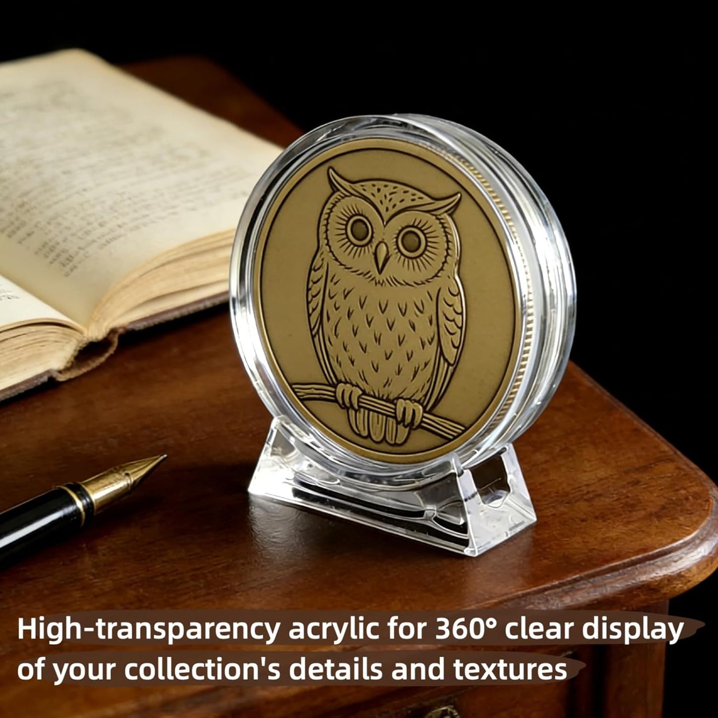 10PCS Clear coin display stand with a stable base