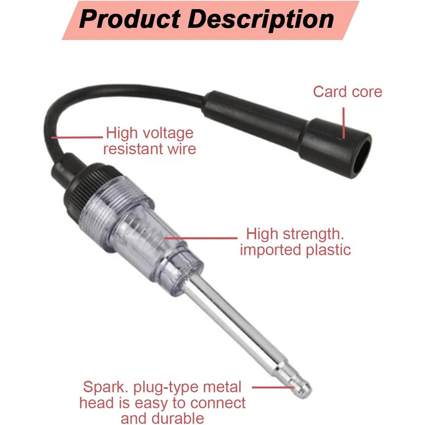 2pcs Inline Spark Plug Tester, Straight Boot Engine Ignition Tester Light