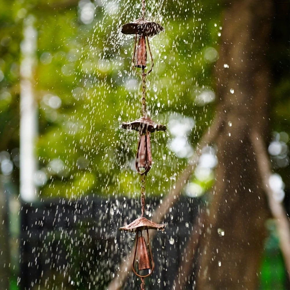Mushroom Rain Chain 4.3FT Hanging Rain Catch Downspout for Garden Drainage Eaves