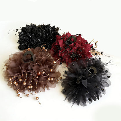 Vintage French Style Hair Clips with Floral Tassel Fringe