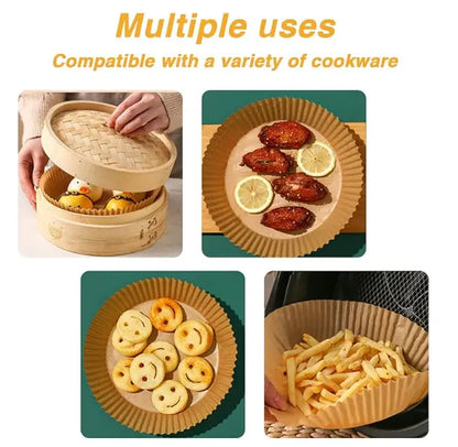 50-PCS Air Fryer Liners – Thickened, Non-Stick, and Oil-Proof