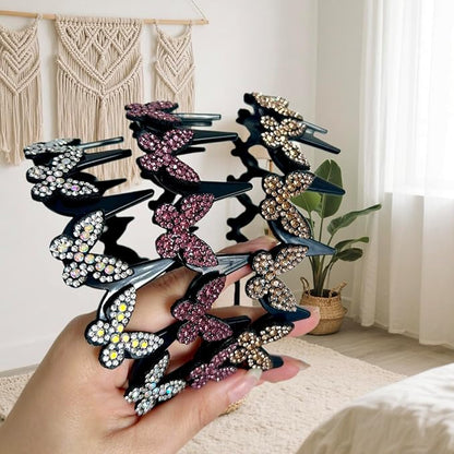 4PCS Wavy Headband with Shark-Tooth Comb Grips