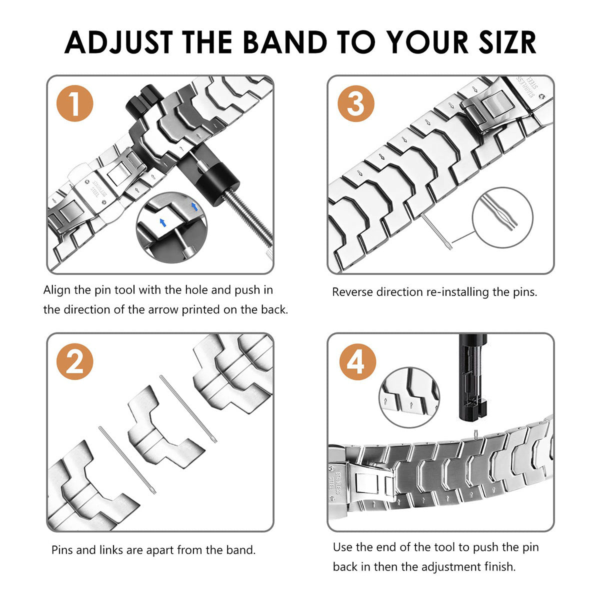 Watch Band Link Pin Removal Tool with 3Pcs Pins