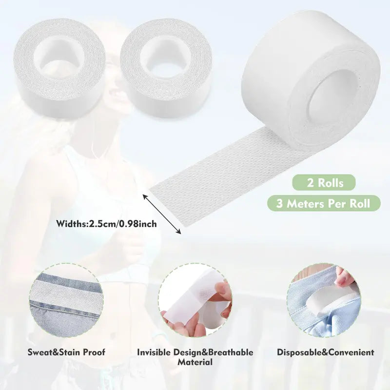 2 Rolls Sweat Pads Collar Protectors for Men Shirts