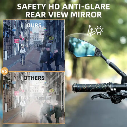360° Adjustable Handlebar Bike Mirror with Anti-Glare Glass