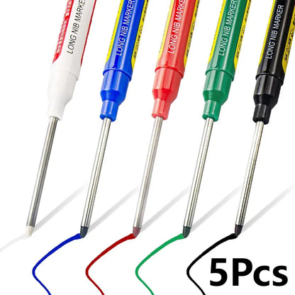 Refillable Water-Resistant Construction Marker, Heavy-Duty Carpenter Pen for Woodworking & Plumbing