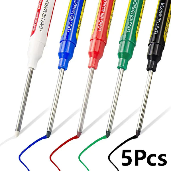 Refillable Water-Resistant Construction Marker, Heavy-Duty Carpenter Pen for Woodworking & Plumbing