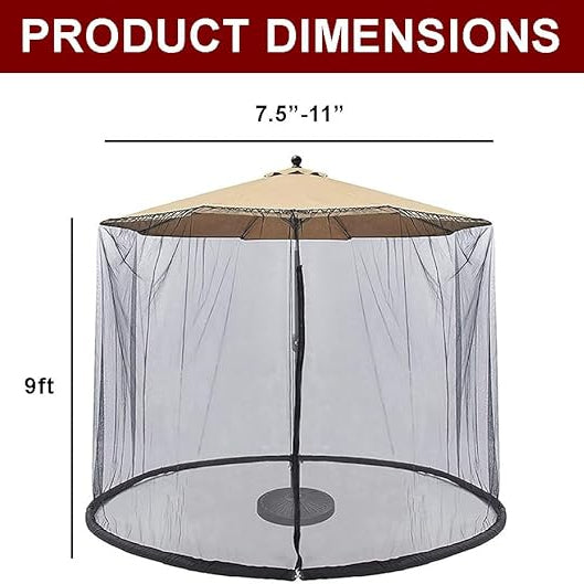 Patio Umbrella Insect Screen (with Zippered Door and Polyester Mesh)