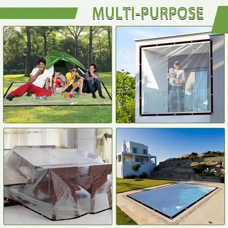 8*10FT PE Heavy-Duty Waterproof Clear Tarps with Grommets