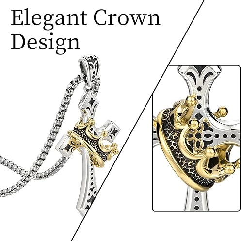 Men's Crown Cross Necklace