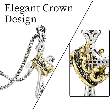 Men's Crown Cross Necklace
